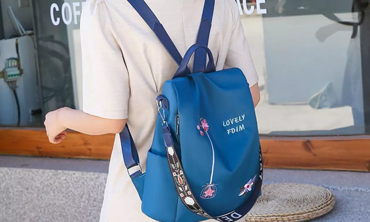 Women's Floral Embroidered Anti-Theft Backpack