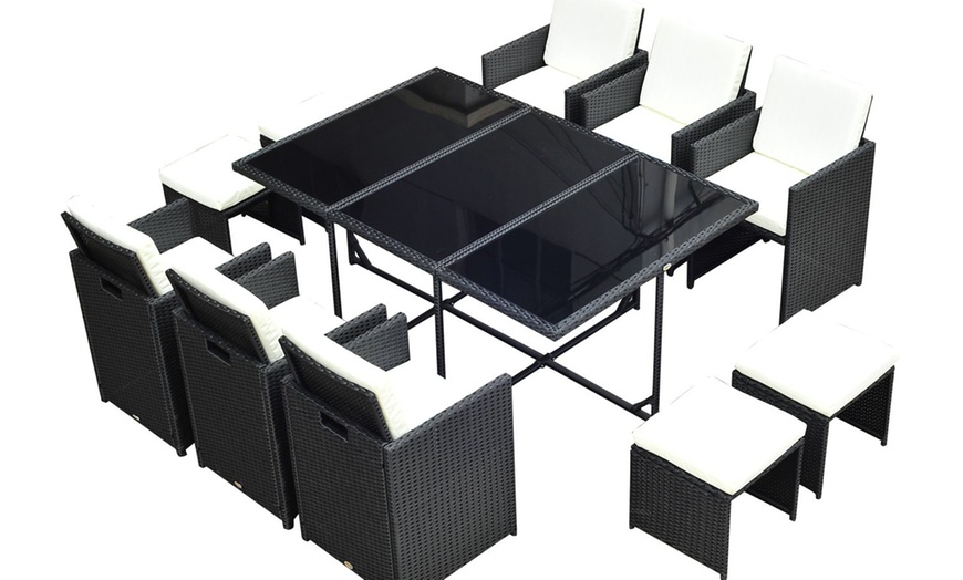 Image 7: 10-Seater Outsunny Rattan Garden Furniture Set with Cushions and Table