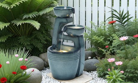 Groupon Unisex Slate Serenity Led Tiered Water Features: Serenity Tiered Ceramic Effect Water Feature