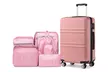 1x oder 3x KONO ABS-Hartschalenkoffer mit 8er-Set Reise-Organizer in Beige/Rosa - robust, leicht & mit TSA-Schloss - Second Medium