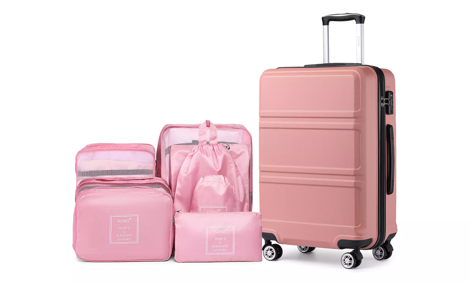 1x oder KONO 3x ABS-Hartschalenkoffer mit 8er-Set Reise-Organizer