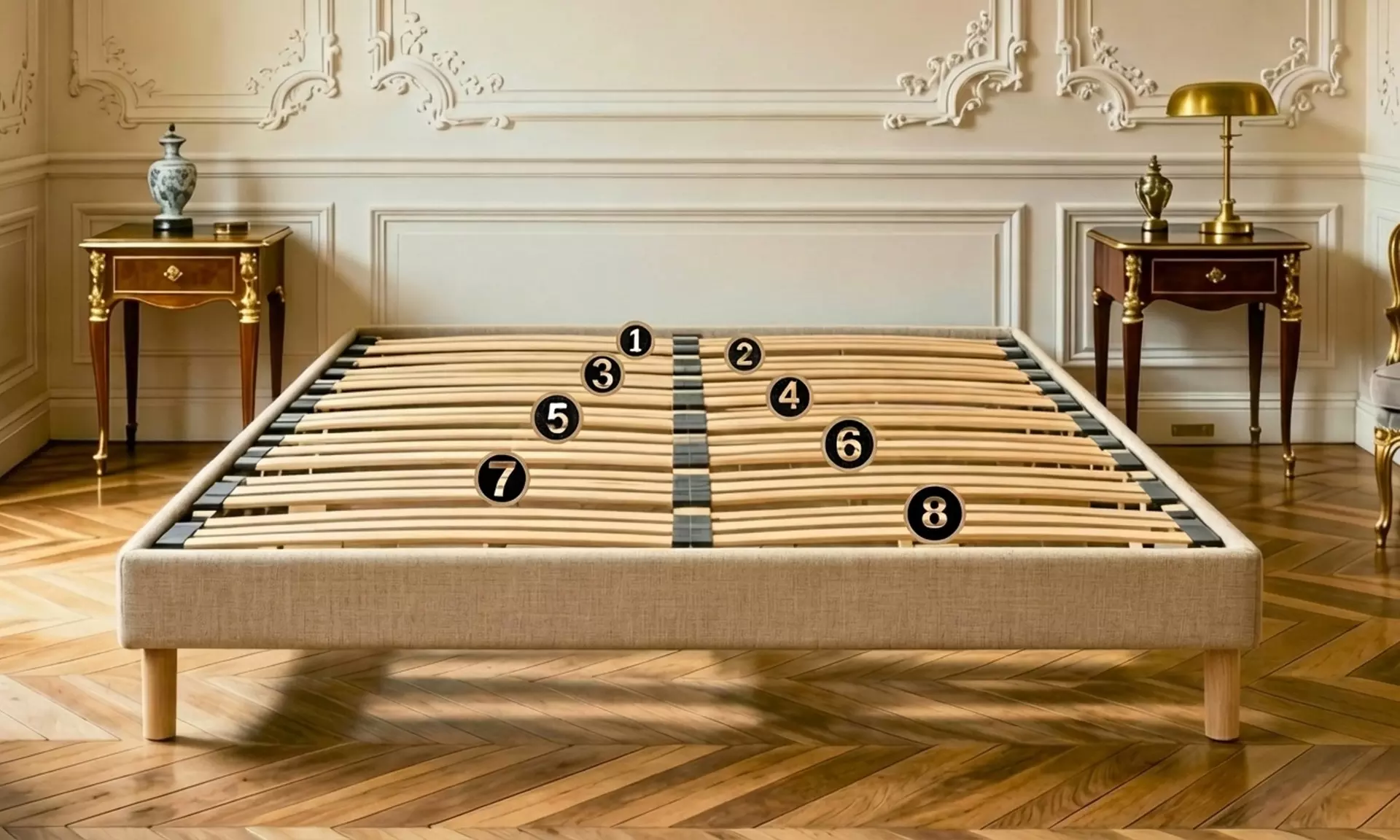 Lattenrost mit beweglichen Latten und Fichtenholzrahmen