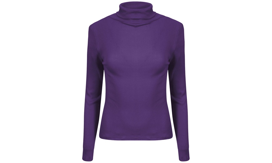 Image 7: Women's Ribbed Polo Neck Tops