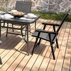 Image 1: Set of 5 Garden Rectangle Glass Umbrella Table and Folding Chairs Set