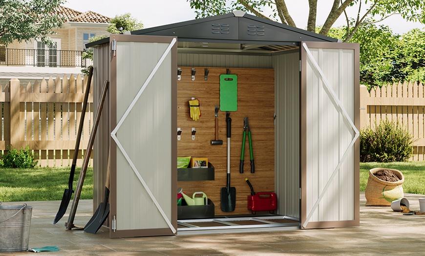 Image 2: Outdoor Galvanised Steel Lockable Apex Metal Shed