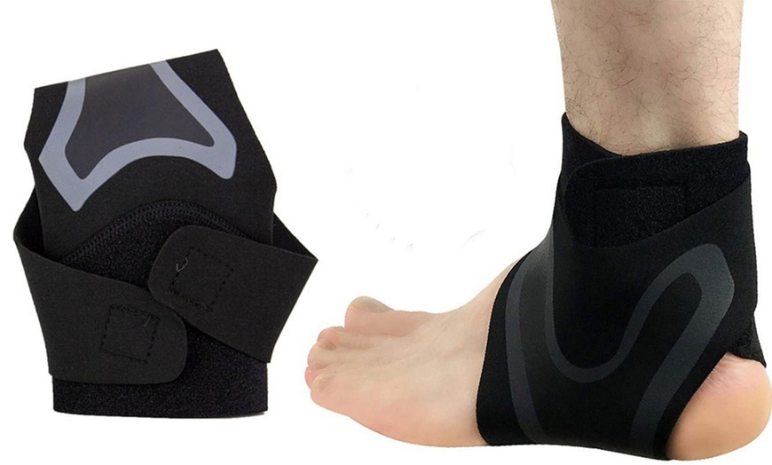 Image 2: 1 Pair Elastic Adjustable Ankle Brace Support Sports Protector Foot Wrap