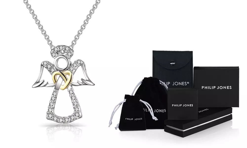 Collier Ange Gardien de la marque Philip Jones orné de cristaux Swarovski® - Primary Image