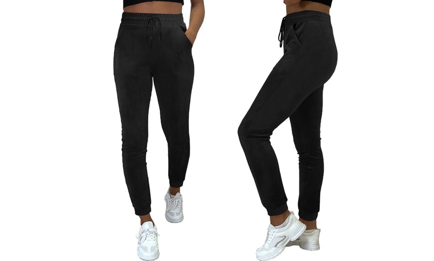 Image 8: Want Clothing Velvet Joggers