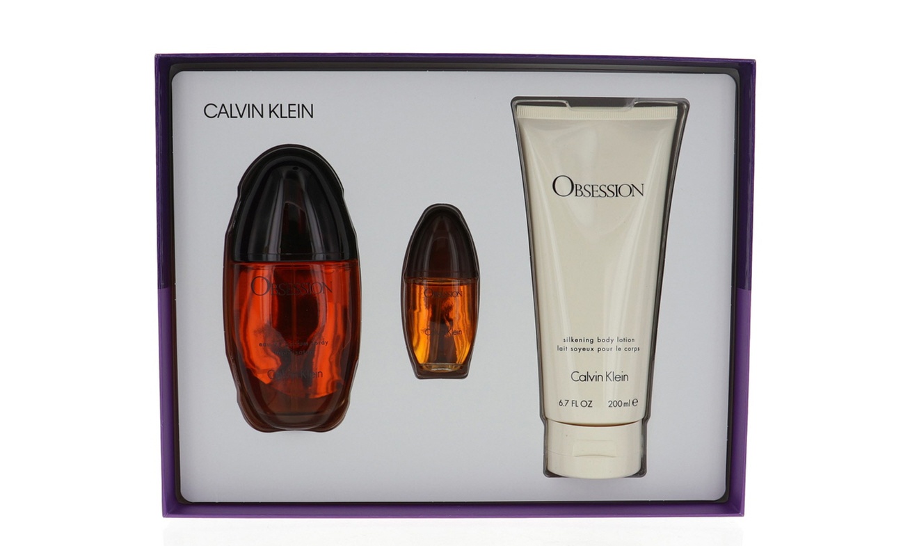 Obsession By Calvin Klein 3 Piece Gift Set - 3.4 Oz Eau De Parfum Spray New Box