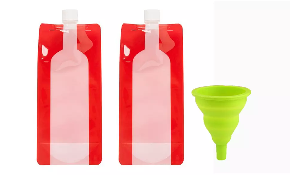 Waloo Wine on The Run Reusable & Foldable Wine Flask W/ Funnel