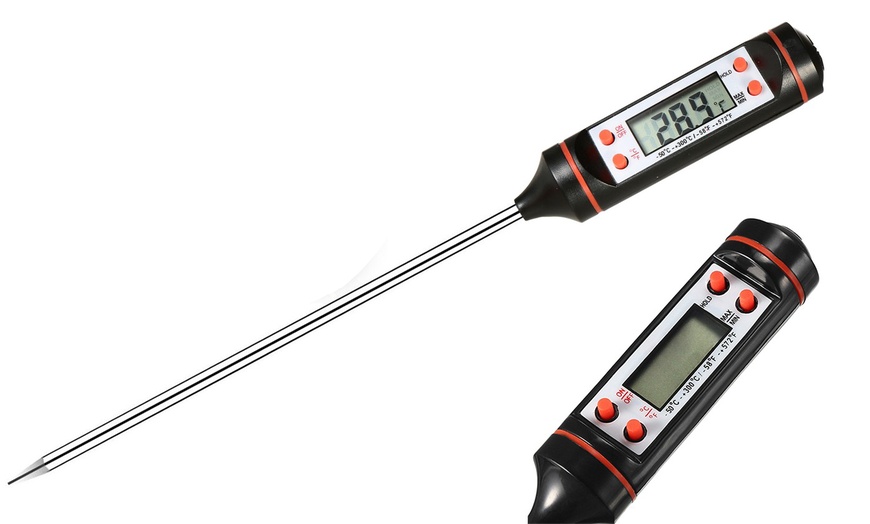 Image 1: 1-2 Pack Digital Electronic Kitchen Cooking BBQ Grill Food Meat Thermometer