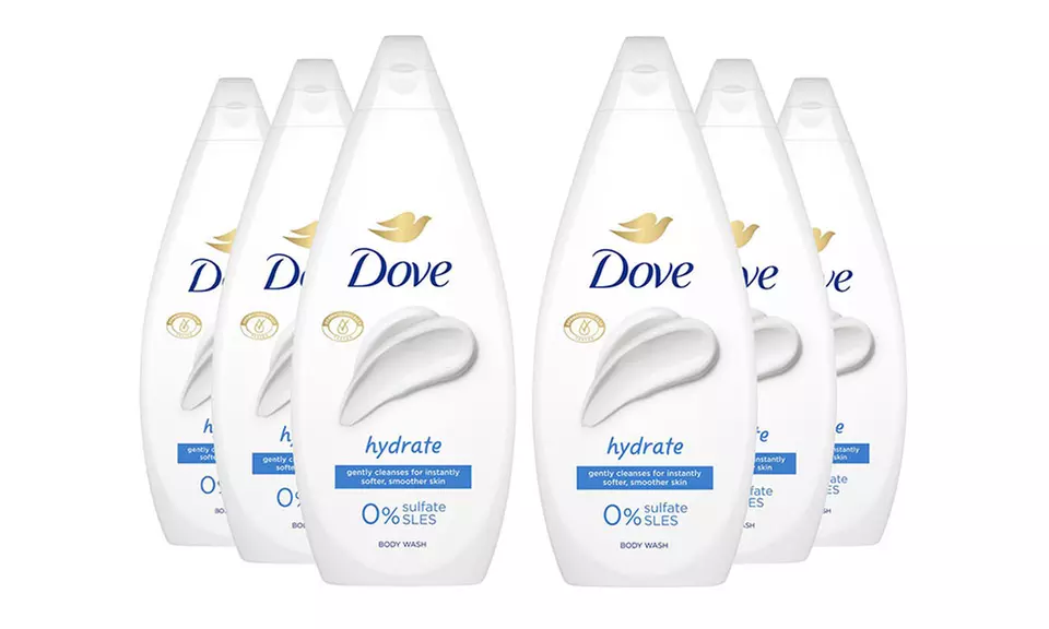 Three- or Six-Pack Dove Body Wash 0% Sulfate SLES 720ml