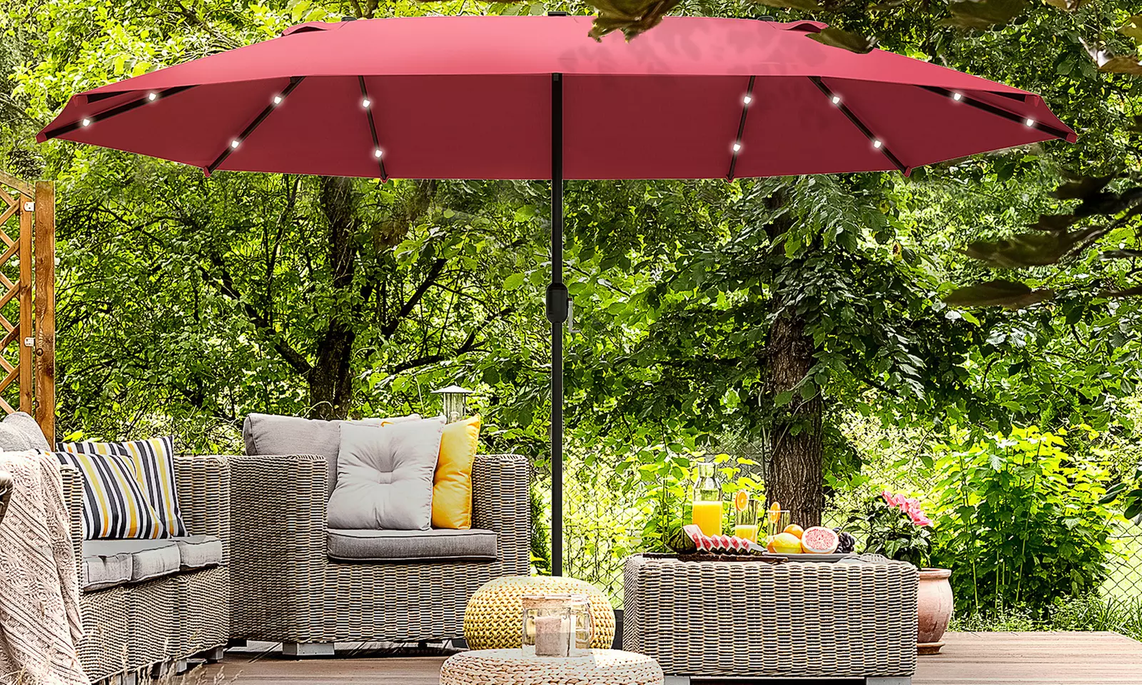 Outsunny 4.4m Double-Sided Sun Umbrella Garden Parasol