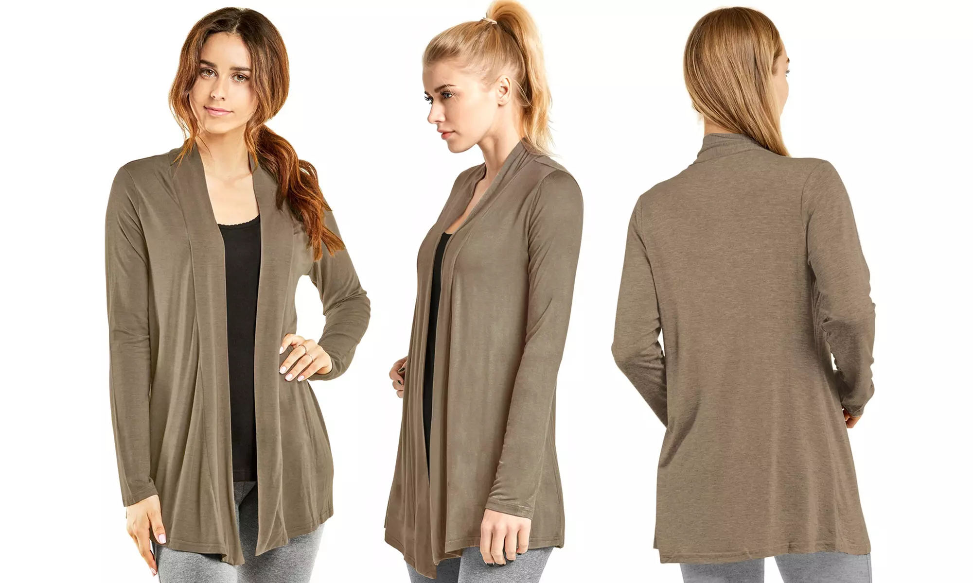 Women's Casual Long Sleeve Open Front Lightweight Drape Cardigan