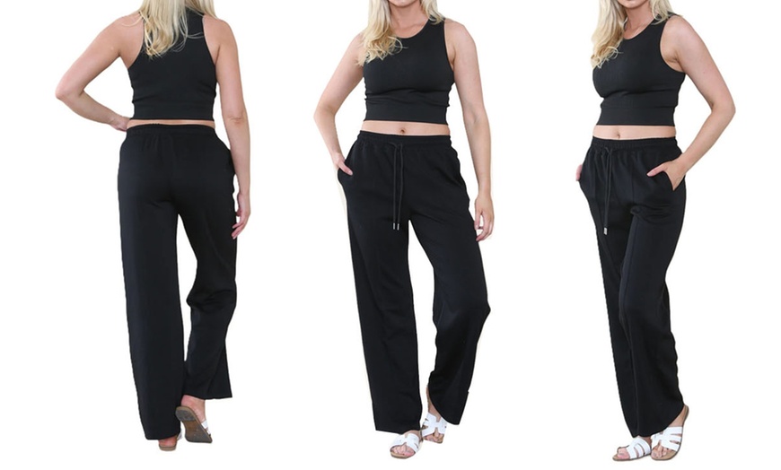 Image 2: Plain and Seam Front Wide Leg Trousers