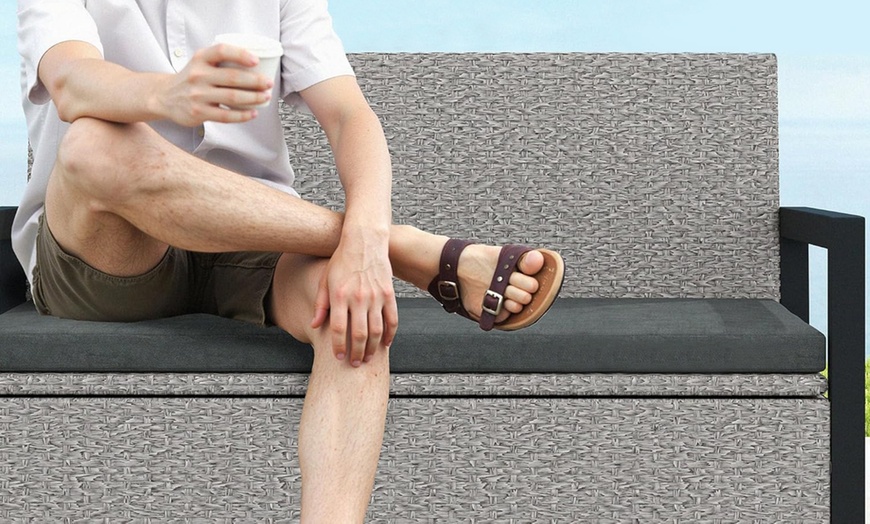 Image 2: Outsunny 151.5L Storage Garden Bench with Cushion