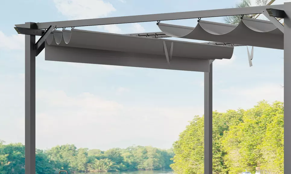 Pergola with Retractable Sun Shade Canopy