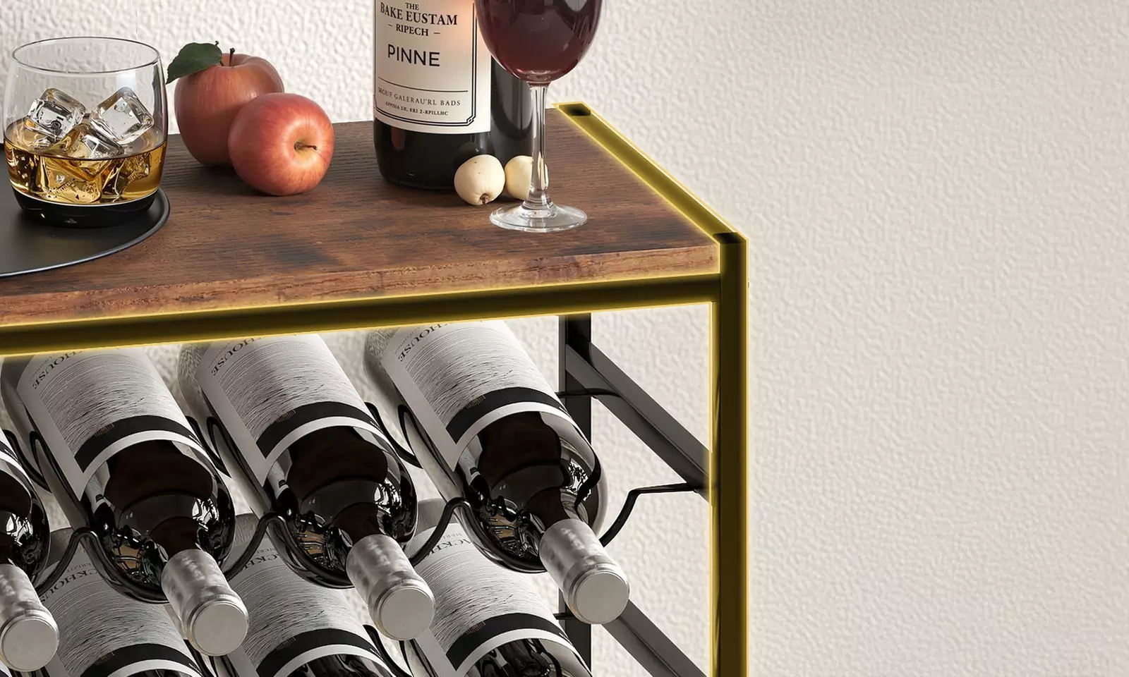 Levede 30 Bottle Industrial Wine Rack with Wooden Top Shelf