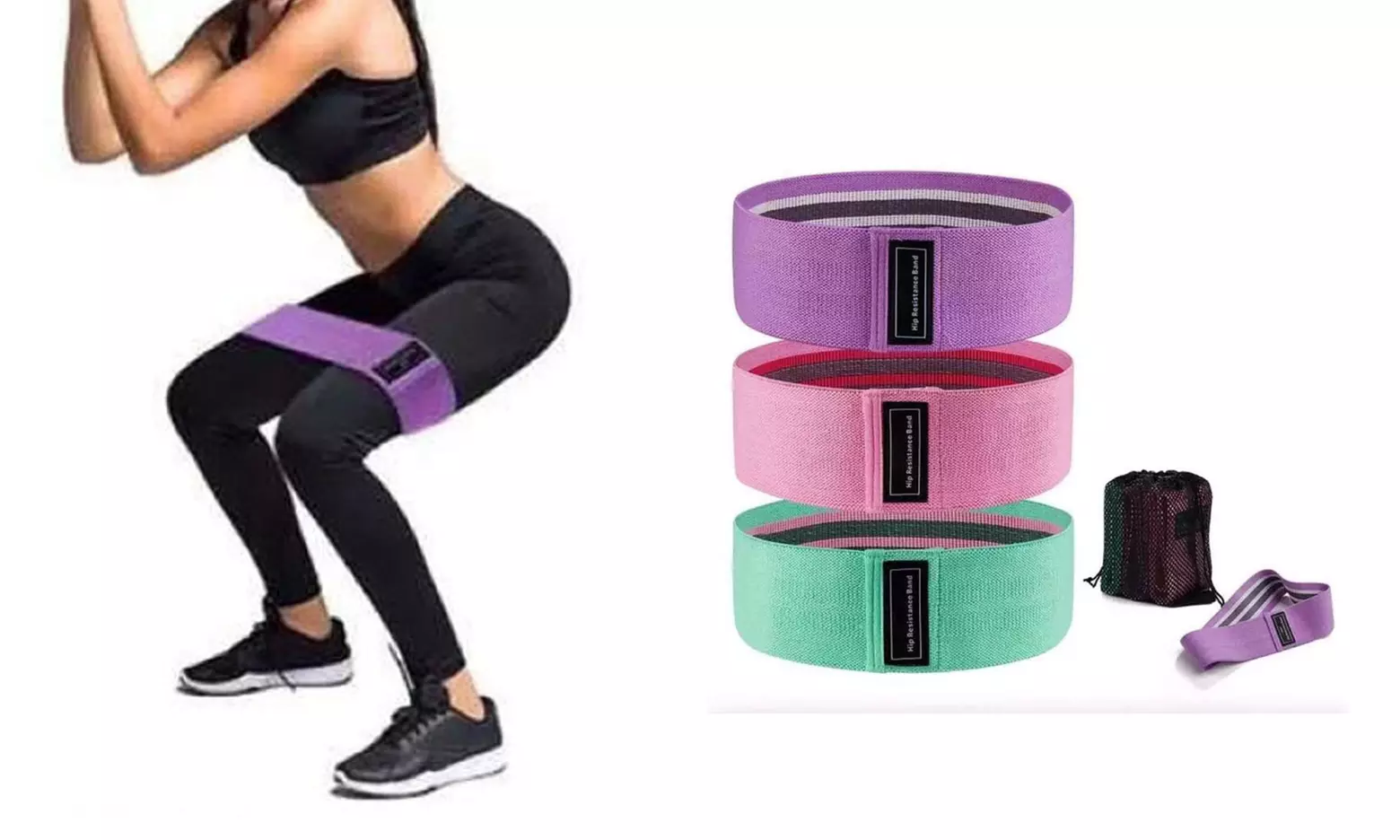 Three-Piece Resistance Loop Band for Squats and Leg Workouts