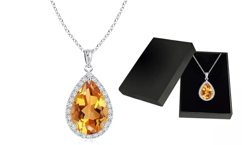 4.00 CTTW Genuine Citrine Pear Cut Necklace by Valencia Gems - Primary Image