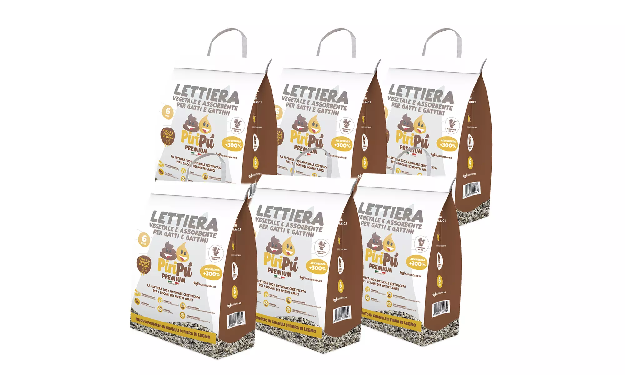 Fino a 8 confezioni di lettiera assorbente Naturale Piripù