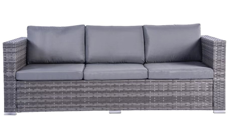 Image 5: Dunham Grey Four-Seater Rattan Sofa Set with Coffee Table