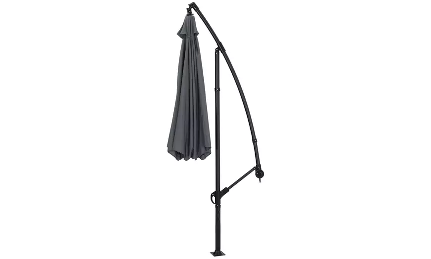 Image 11: Large 3m Grey Cantilever Parasol with Multiple Base Styles 
