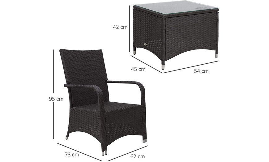 Image 9: Outsunny Rattan-Effect Bistro Set