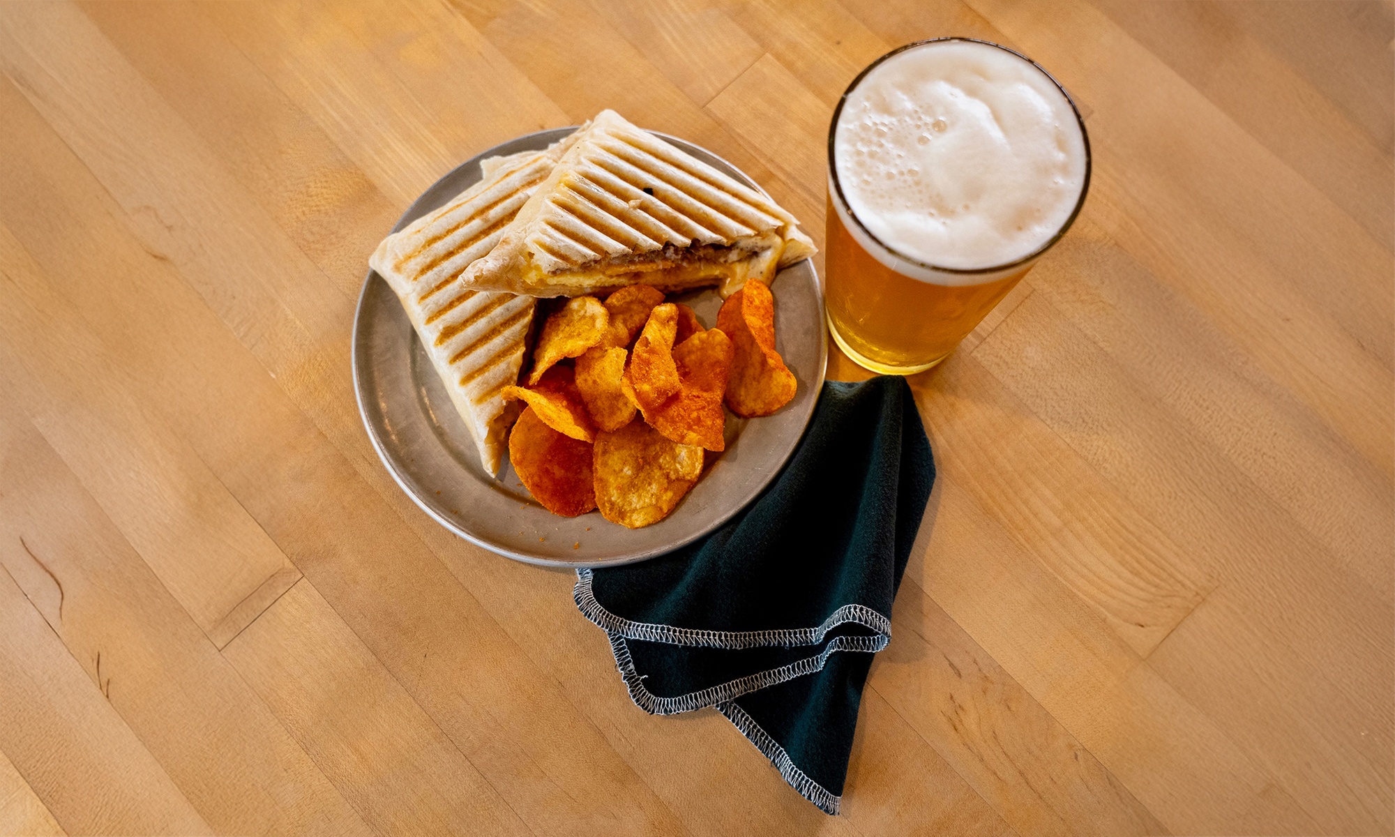 2 Items from EATS Menu & Choice of Drink/2 Squaritos, Chips, & 2 Beers