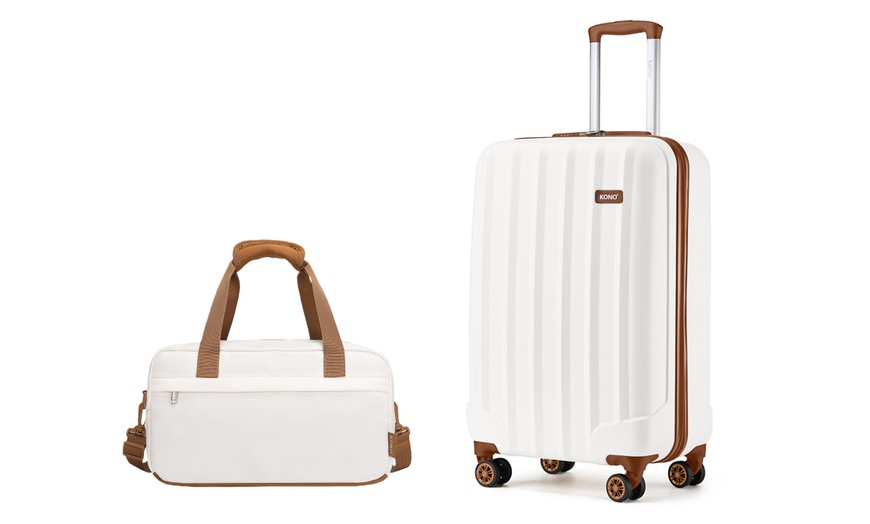 Image 2: Gift For Christmas-Kono 1 or 3-Piece Cream Suitcase And Duffel Bag