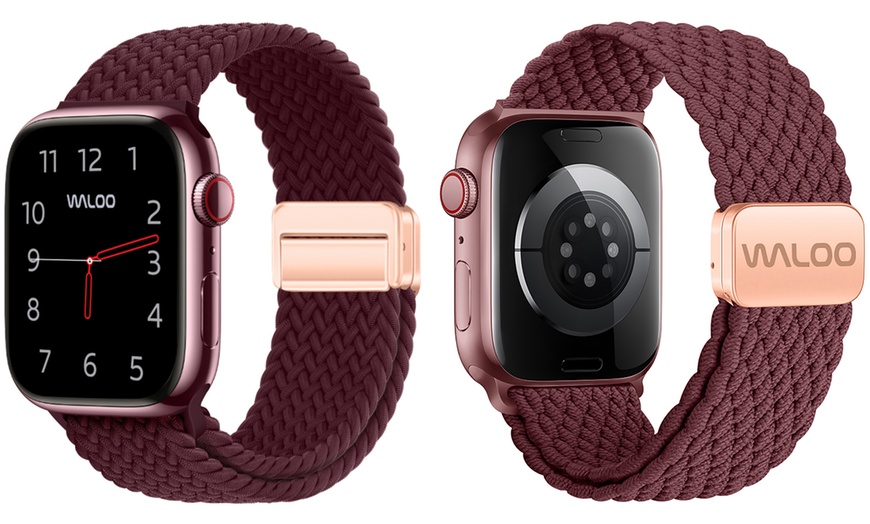 Image 6: Waloo Braided Nylon Magnetic Loop Band For Apple Watch- (Size & Color)
