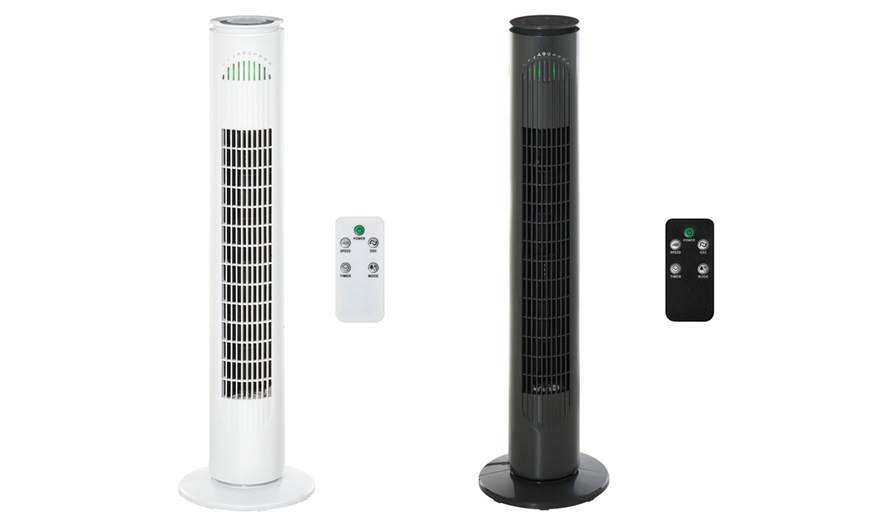 Image 1: HomCom Freestanding Tower Oscillation Fan