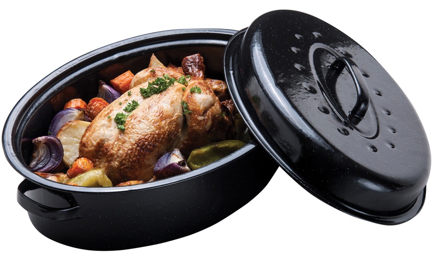 Image 4: Black Enamel Casserole Dish