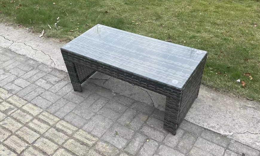 Image 3: 10-Seater Rattan-Effect U-Shaped Garden Lounge Sofa Set