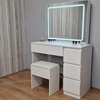 Image 1: LED Dressing Table with Mirror and Stool 