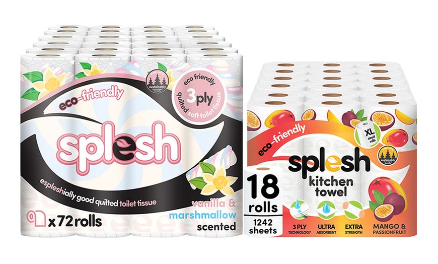 Image 1: Splesh Vanilla & Marshmallow Toilet Paper and Mango Kitchen Towel