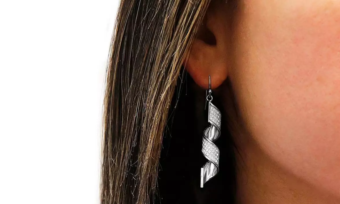 Sterling Silver Spiral Crystal Drop Earrings Made With Crystals From Swarovski