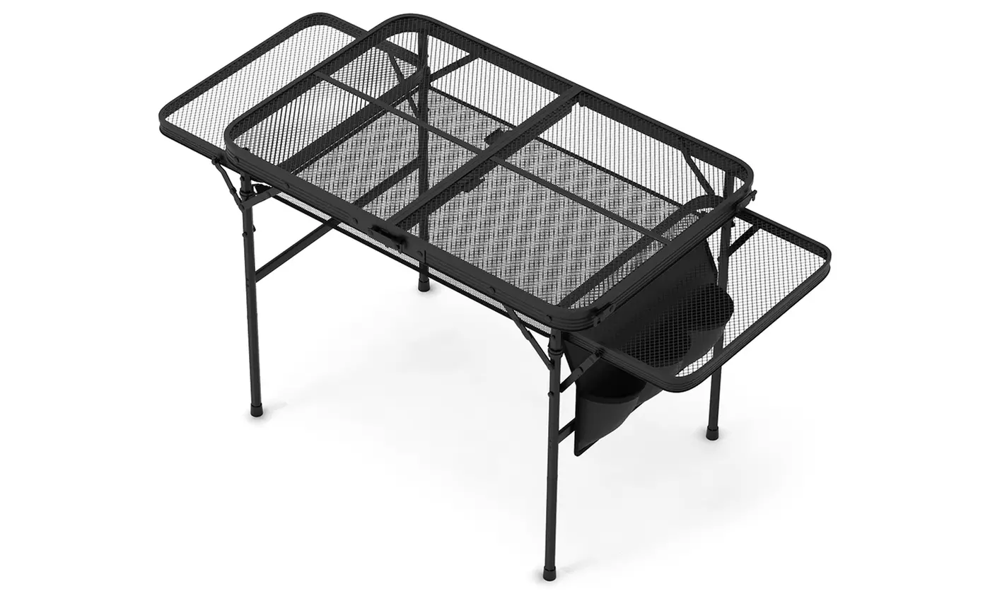 LakeForest Foldable Camping Table Aluminum Picnic Table Collapsible Grill Stand