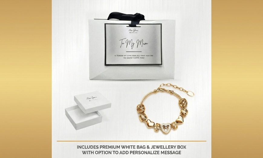 Image 8: Mia Grace Heart Charm Bracelet - 9 Charms with Austrian Crystals