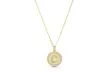 Crystal Round Disc Initial Pendant Necklace in 14K Gold Plated - Second Medium
