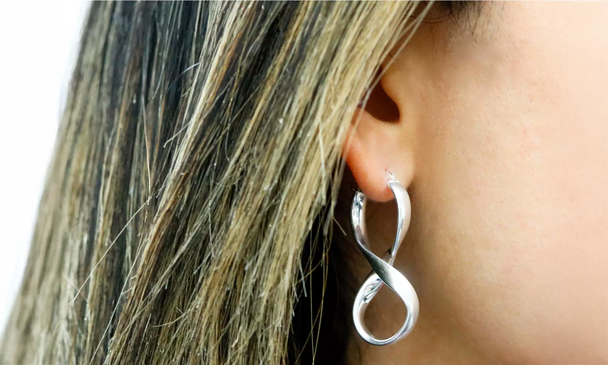 Italian Solid Sterling Silver Infinity Hoop Earrings