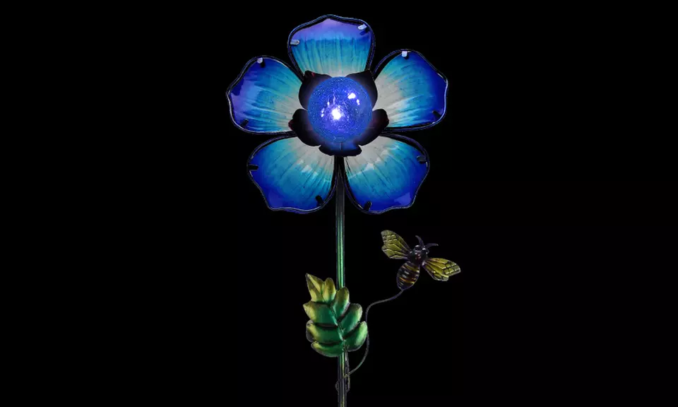Solar-Powered Glass Flower Garden Stake - Second Medium