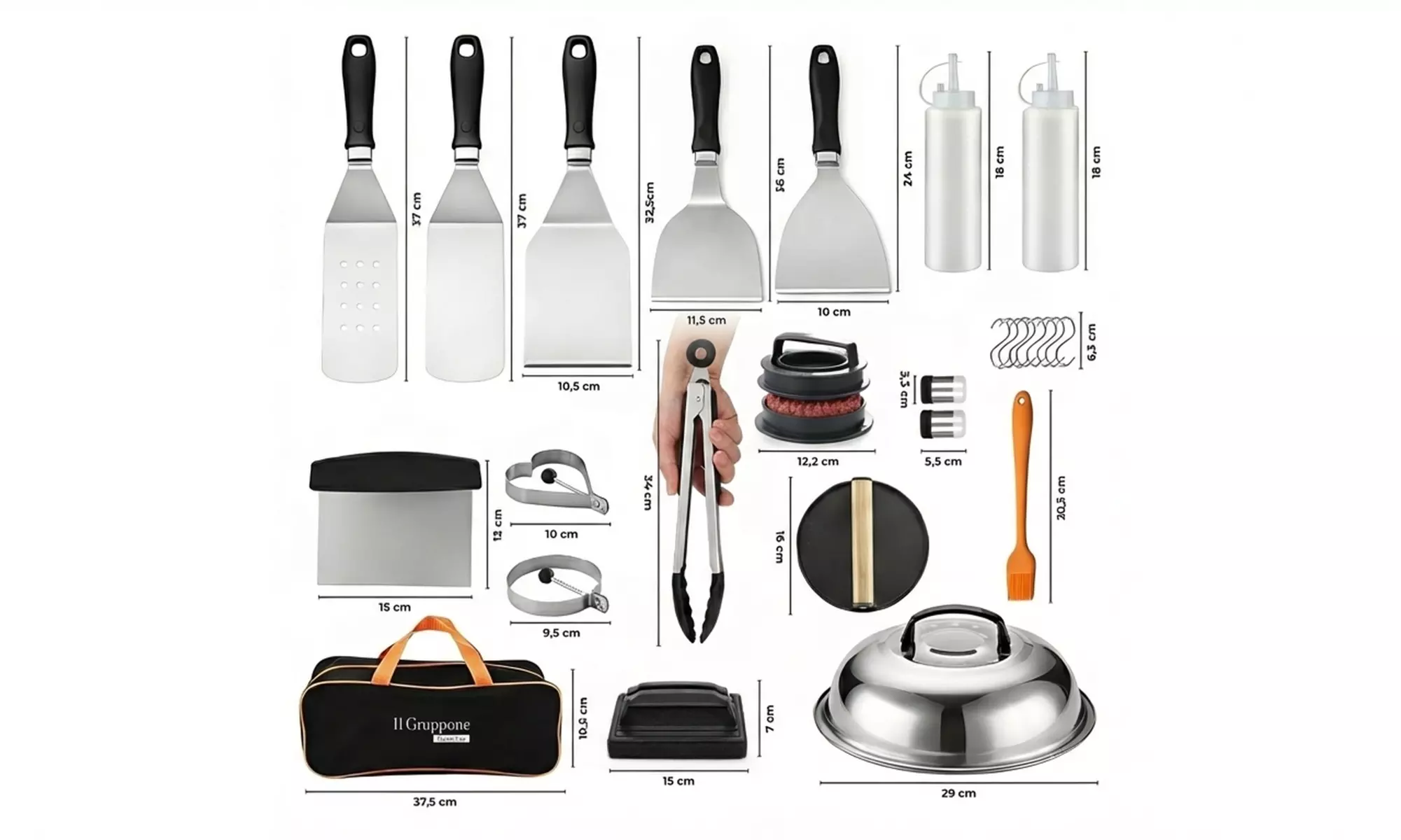 Complete 27-delige rvs BBQ-accessoireset