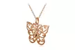 Rose Gold Flashed Sterling Silver High Polished Filigree Butterfly Necklace - Second Medium