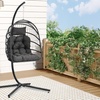 Image 7: Outdoor Cosy Rattan-Effect Hanging Egg Chair with Cushion