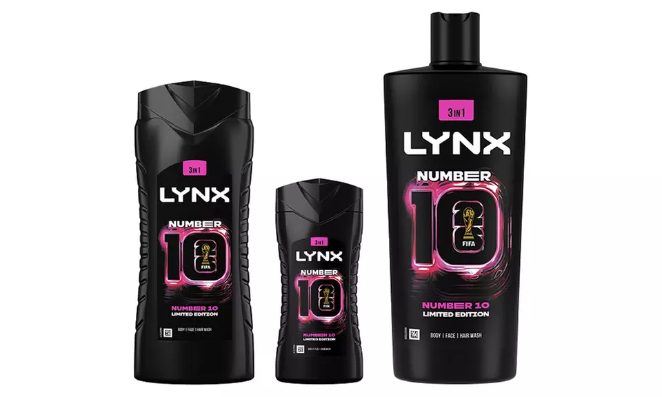 Six Packs of Lynx FIFA No10 3in1 Body Wash Shower Gel