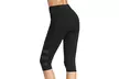 Women Side Pocket Mesh Splice Tummy Control High Waist Capri Leggings Yoga Pants - Second Medium