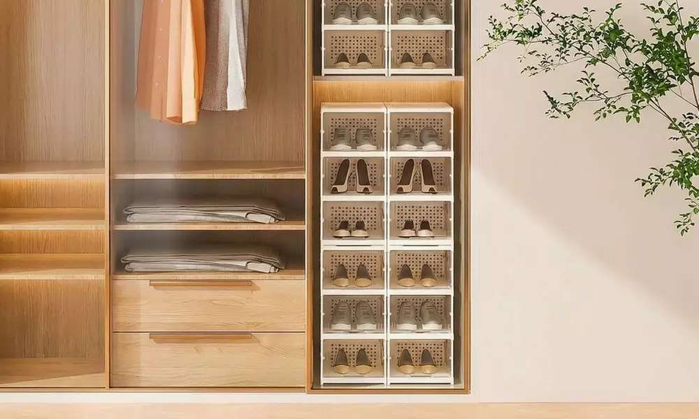 Scarpiera impilabile con 6 contenitori