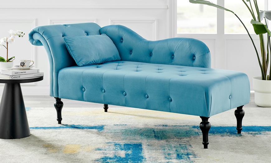 Image 5: Velvet Chaise Lounge Sofa 