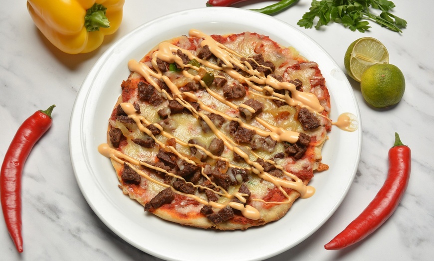 Image 8: Indian Fusion Food:For 1 or 2: Any Wrap, Burger, Loaded Box/Naan Pizza